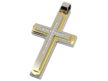 Large cross stainless steel gilded
